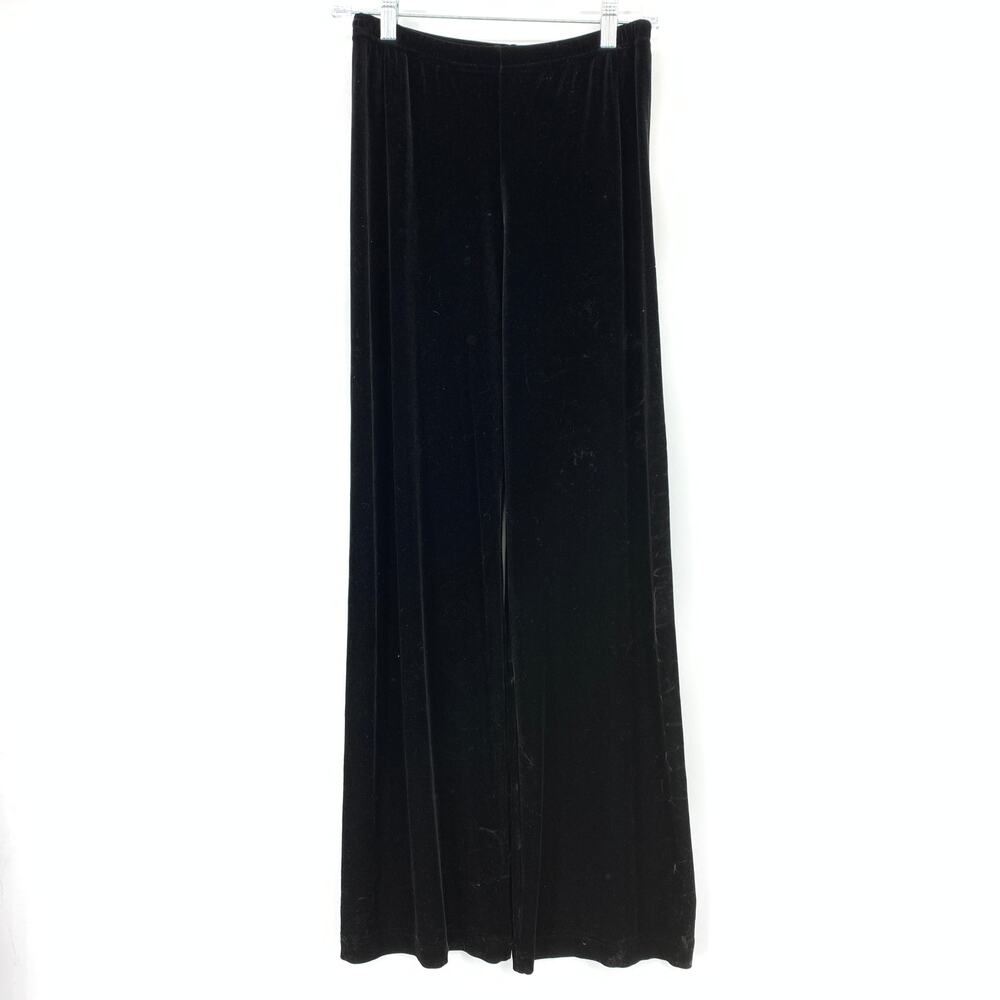 Sno Skins Velour Velvet Pants Wide Leg Womens Size Small Black Pull On Waist